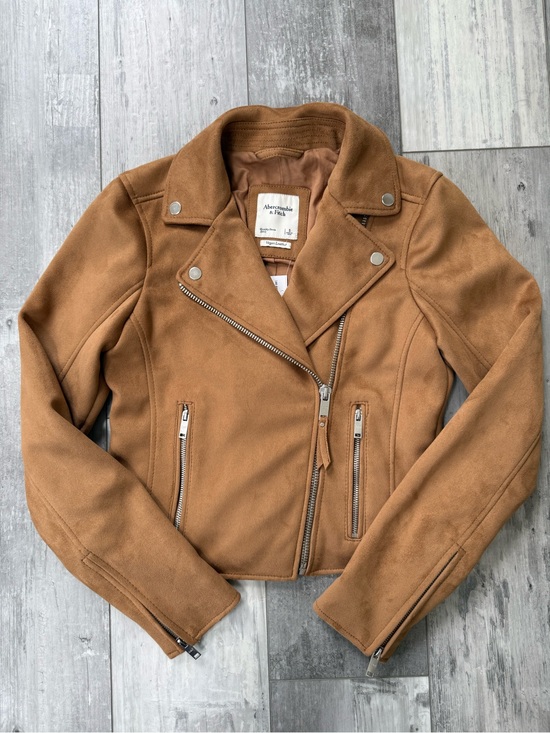 Abercrombie & Fitch Jackets & Blazers - NWT Abercrombie & Fitch Faux Suede Moto Jacket Camel Vegan Leather Size Small